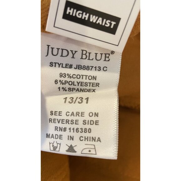 NWT Judy Blue Garment Dyed Raw Hem Flare Jeans Marigold Size 13 31 New - Picture 6 of 6